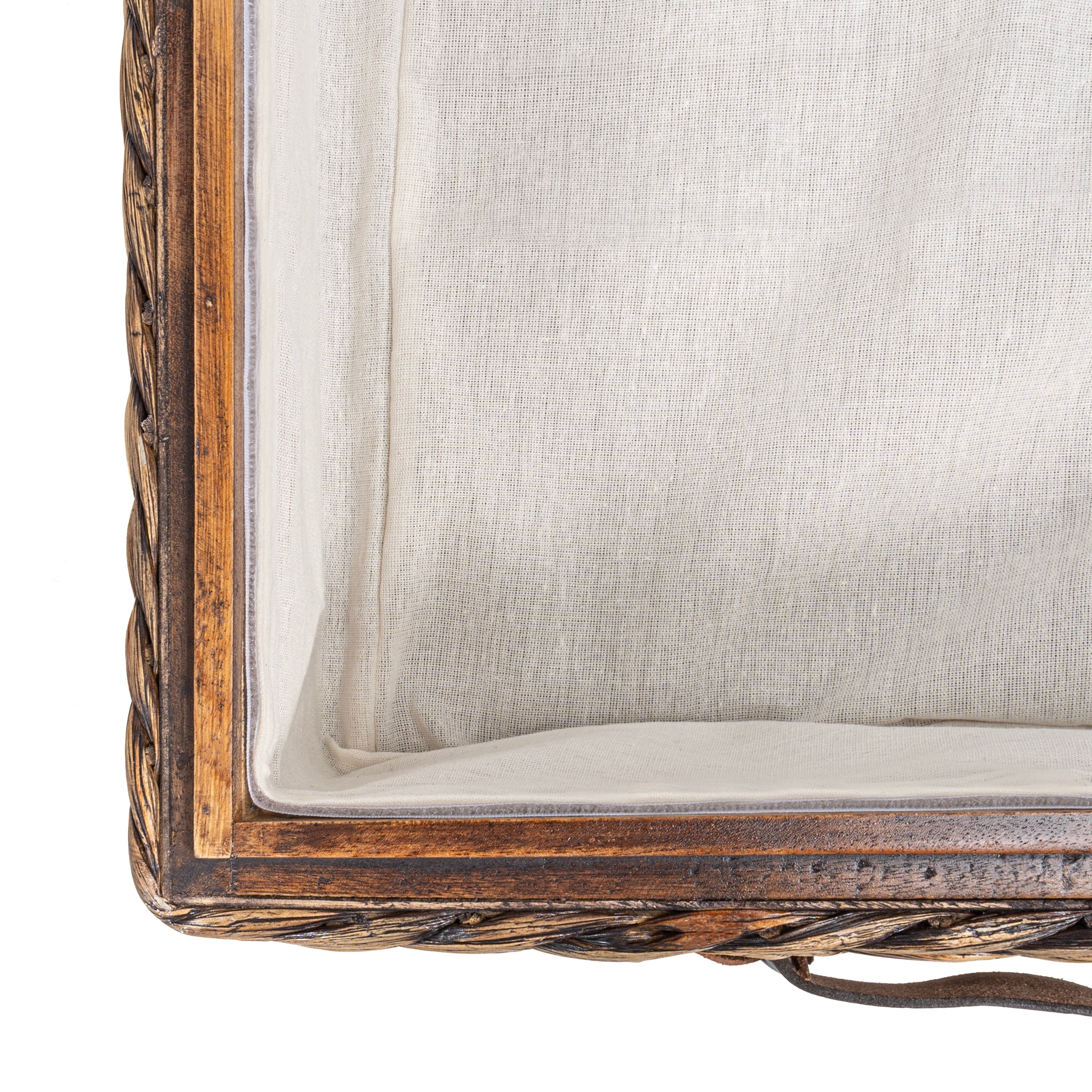 happimess Coffre de rangement sous lit en jonc et bois avec roulettes et poignées