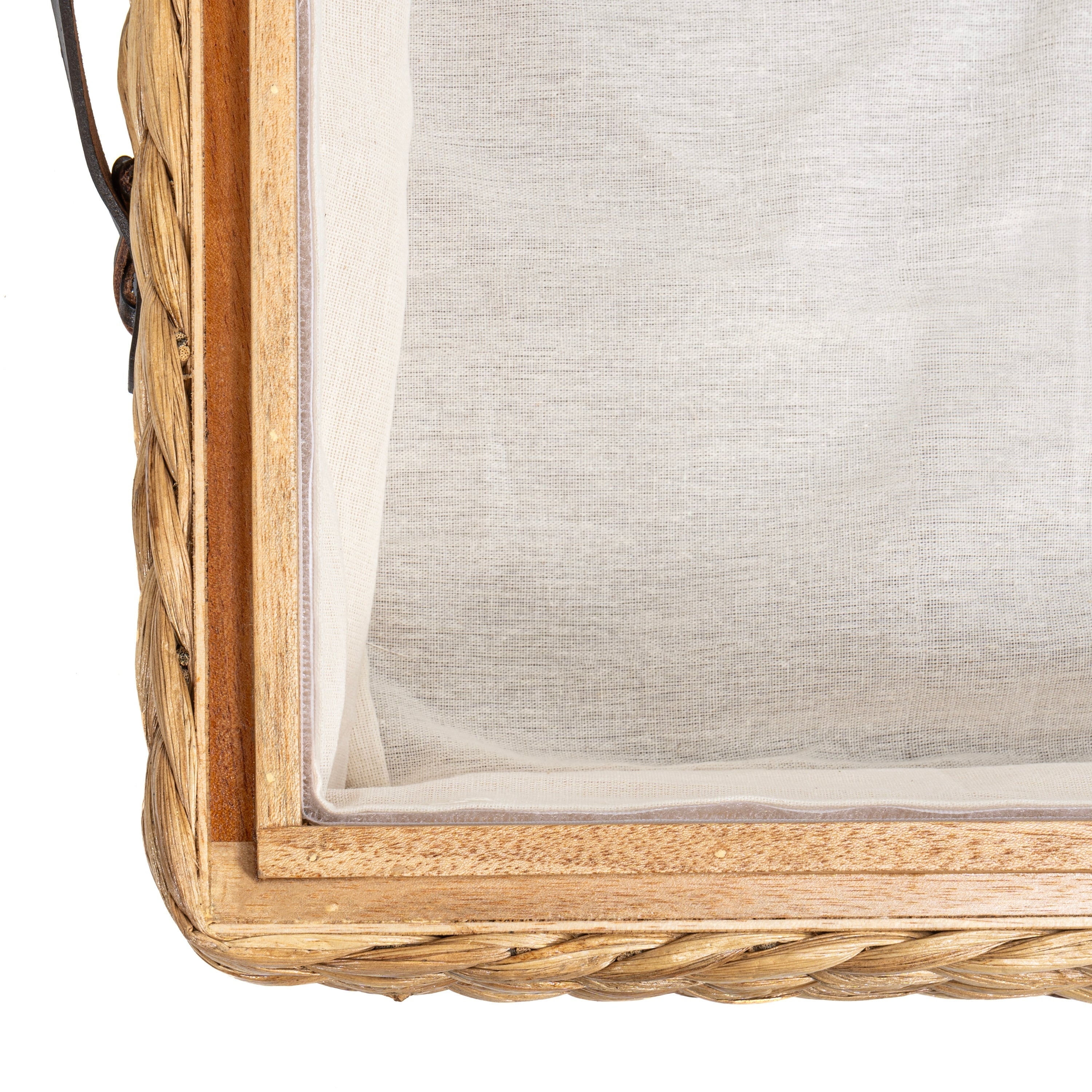 happimess Coffre de rangement sous lit en jonc et bois avec roulettes et poignées