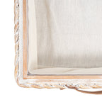 happimess Coffre de rangement sous lit en jonc et bois avec roulettes et poignées