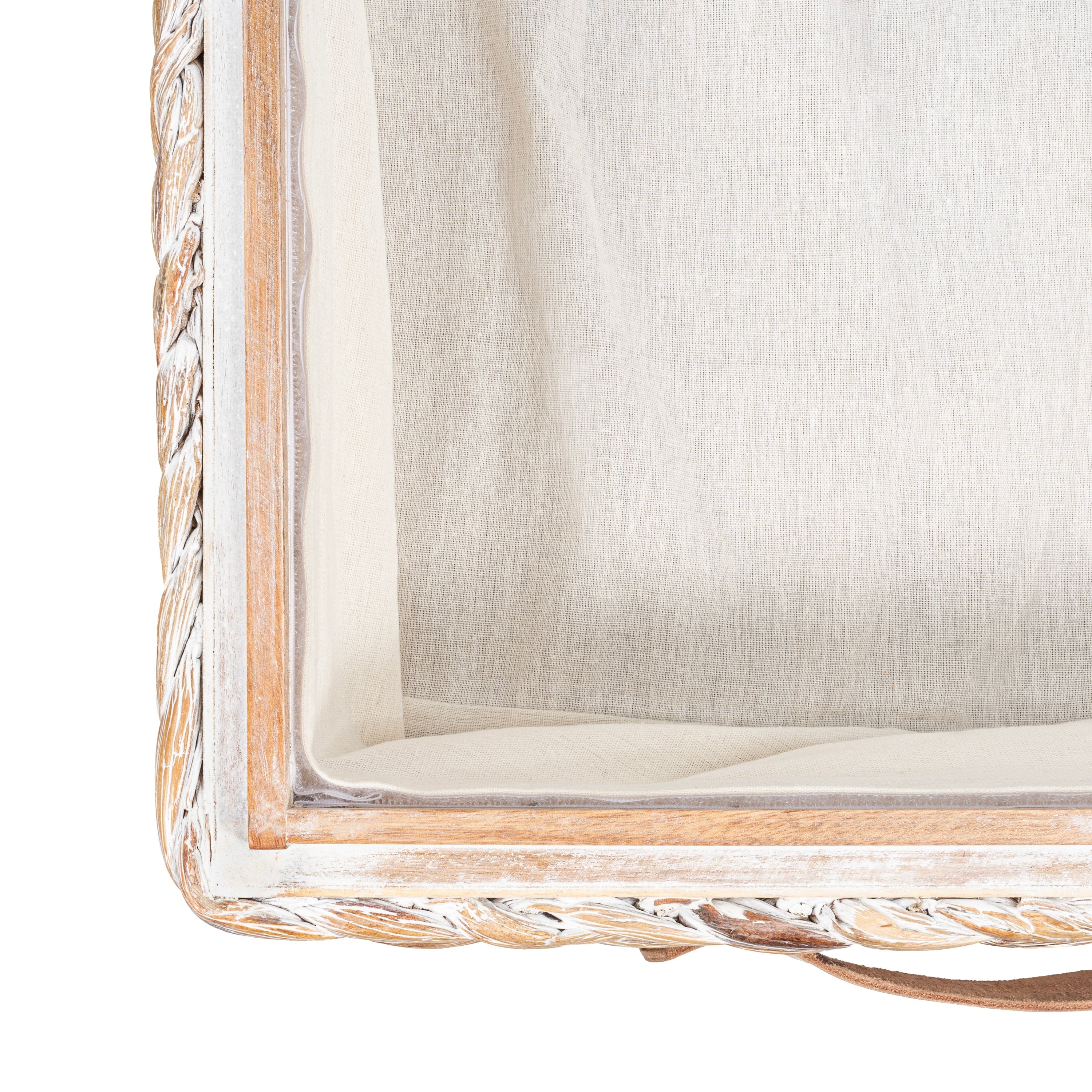 happimess Coffre de rangement sous lit en jonc et bois avec roulettes et poignées