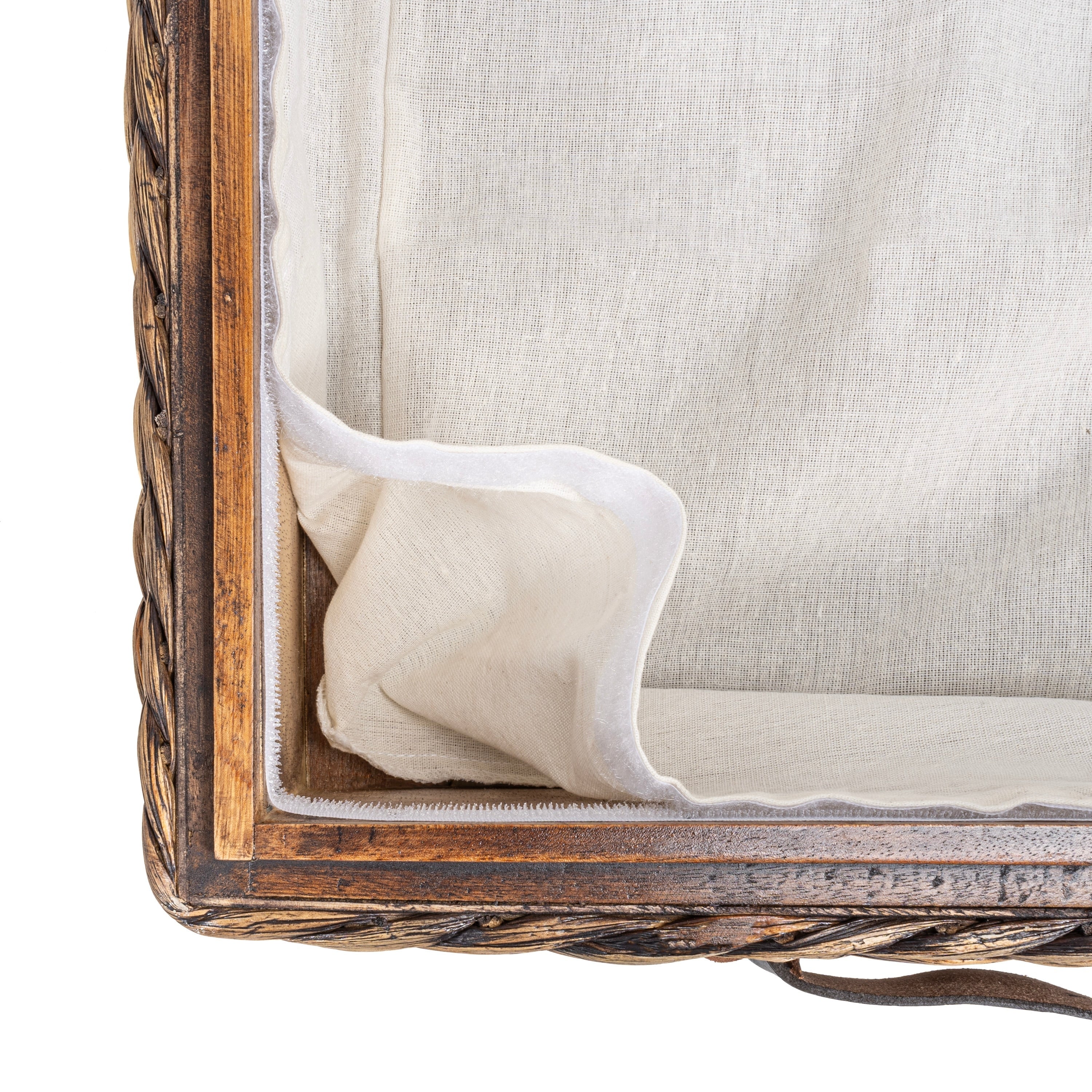 happimess Coffre de rangement sous lit en jonc et bois avec roulettes et poignées