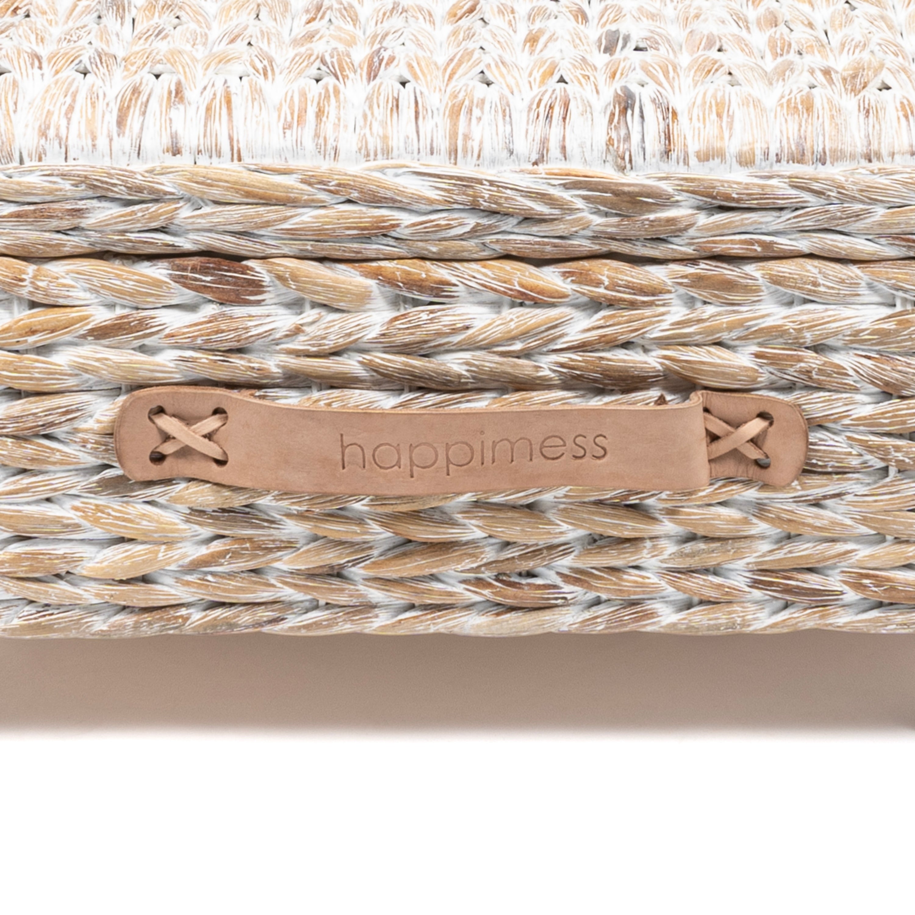 happimess Coffre de rangement sous lit en jonc et bois avec roulettes et poignées