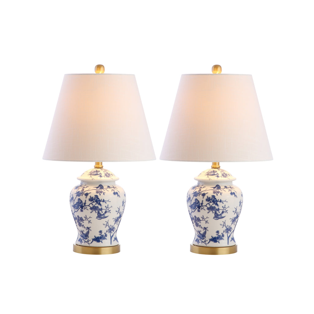 Choi 22 Lampe de table Chinoiserie, Bleu/Blanc (Lot de 2) par JONATHAN Y