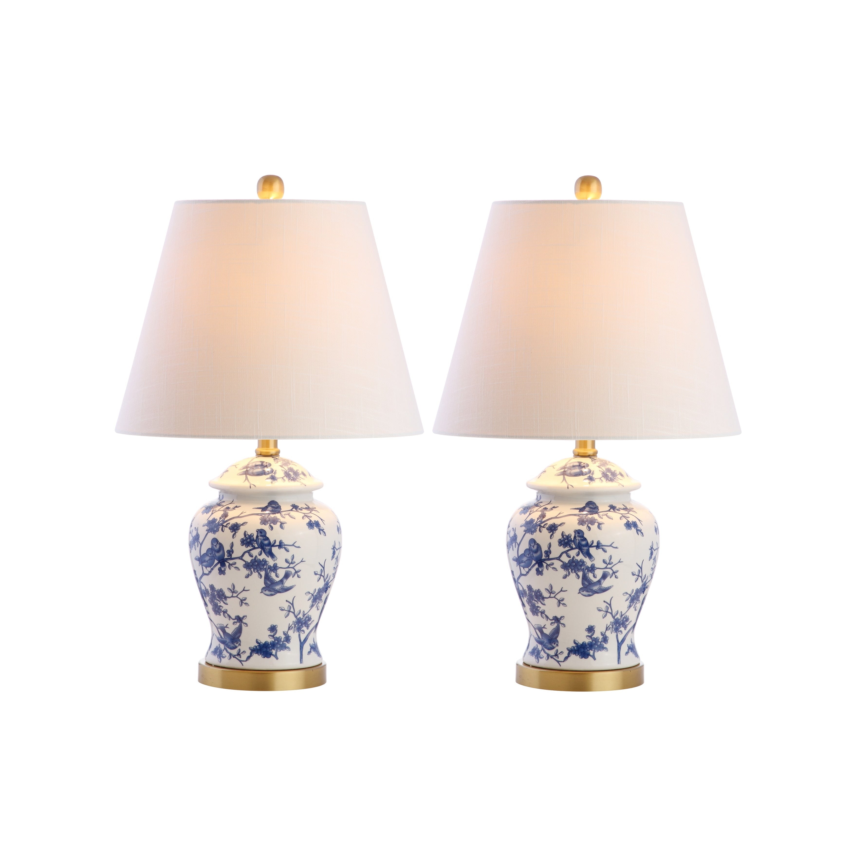Choi 22 Lampe de table Chinoiserie, Bleu/Blanc (Lot de 2) par JONATHAN Y