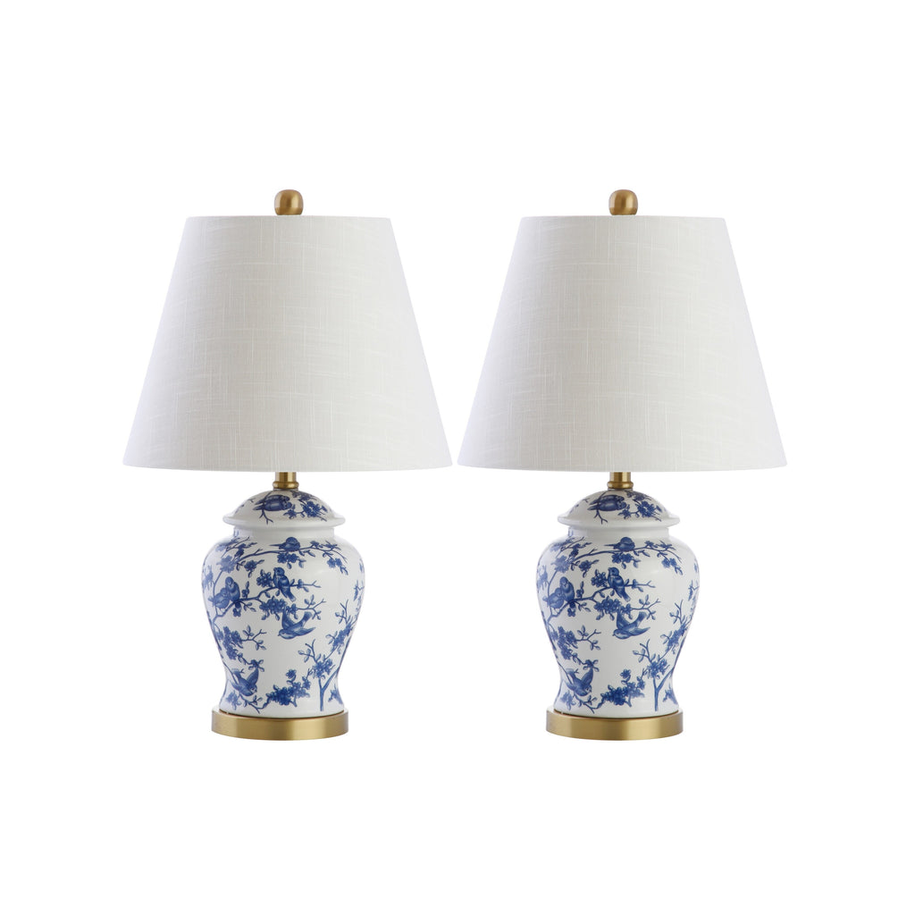 Choi 22 Lampe de table Chinoiserie, Bleu/Blanc (Lot de 2) par JONATHAN Y