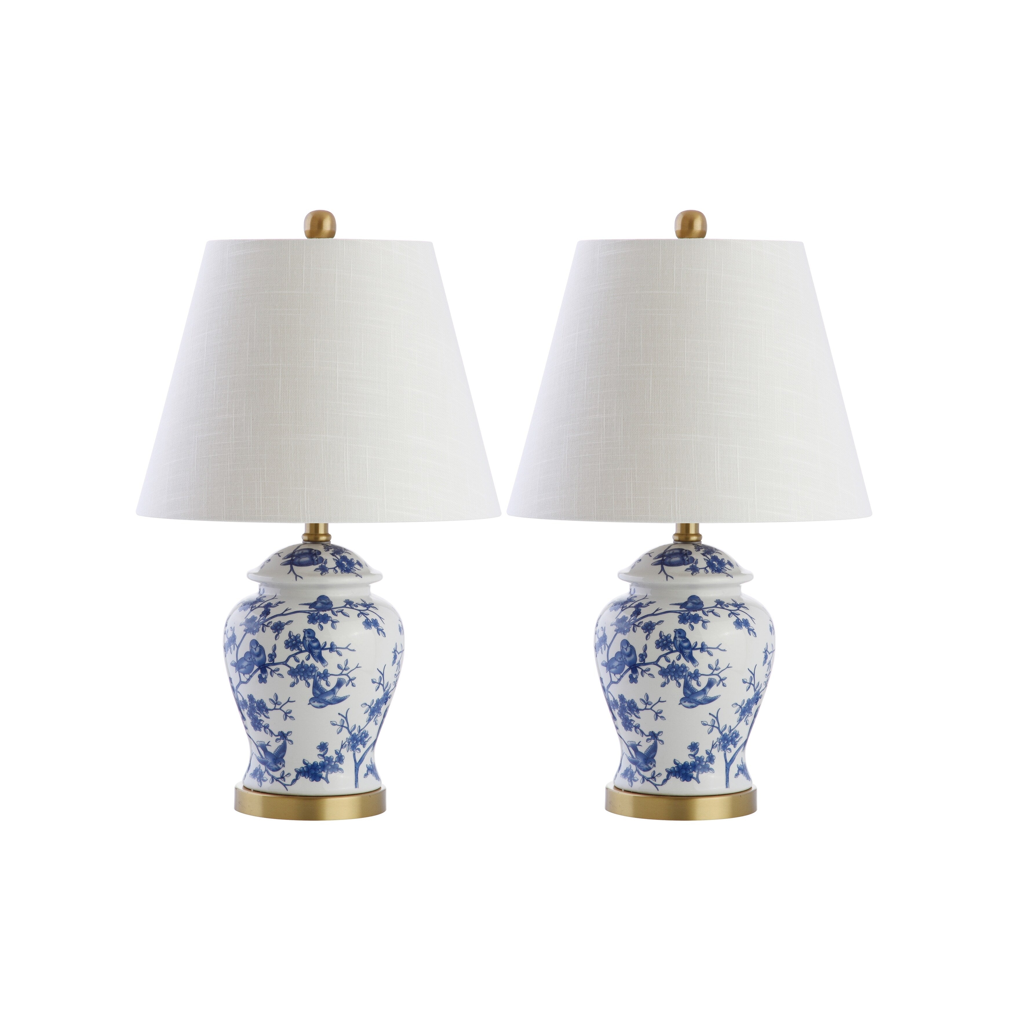 Choi 22 Lampe de table Chinoiserie, Bleu/Blanc (Lot de 2) par JONATHAN Y