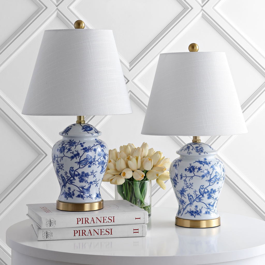 Choi 22 Lampe de table Chinoiserie, Bleu/Blanc (Lot de 2) par JONATHAN Y