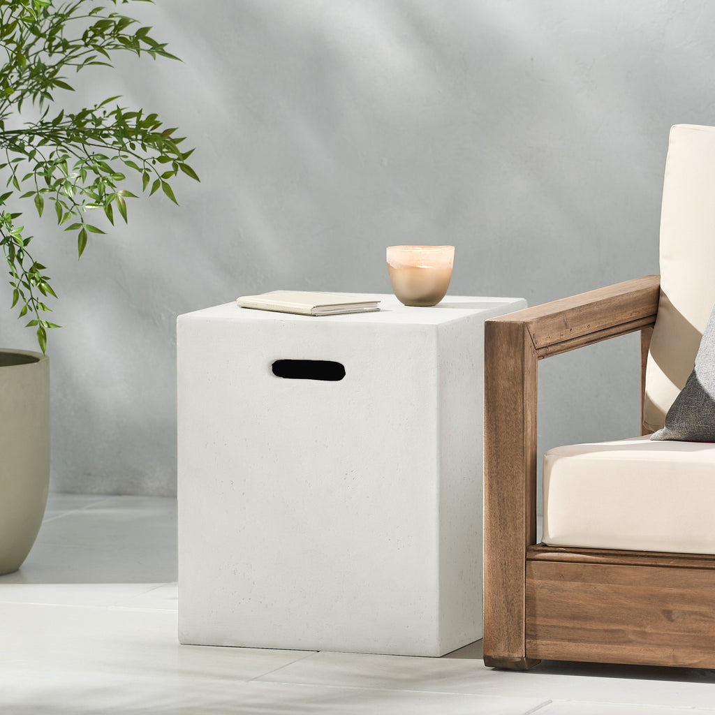 Christopher Knight Home - Table d'appoint en béton léger pour support de réservoir d'extérieur - Modèle Aidan