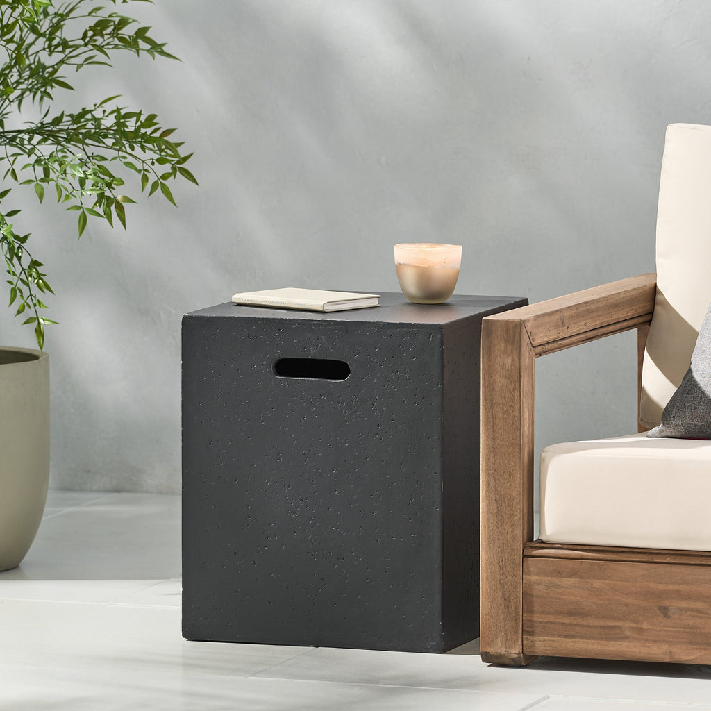 Christopher Knight Home - Table d'appoint en béton léger pour support de réservoir d'extérieur - Modèle Aidan