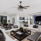 Luminaire à suspension/ventilateur de plafond à 4 lumières en chrome et cristal avec télécommande