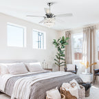 Luminaire à suspension/ventilateur de plafond à 4 lumières en chrome et cristal avec télécommande