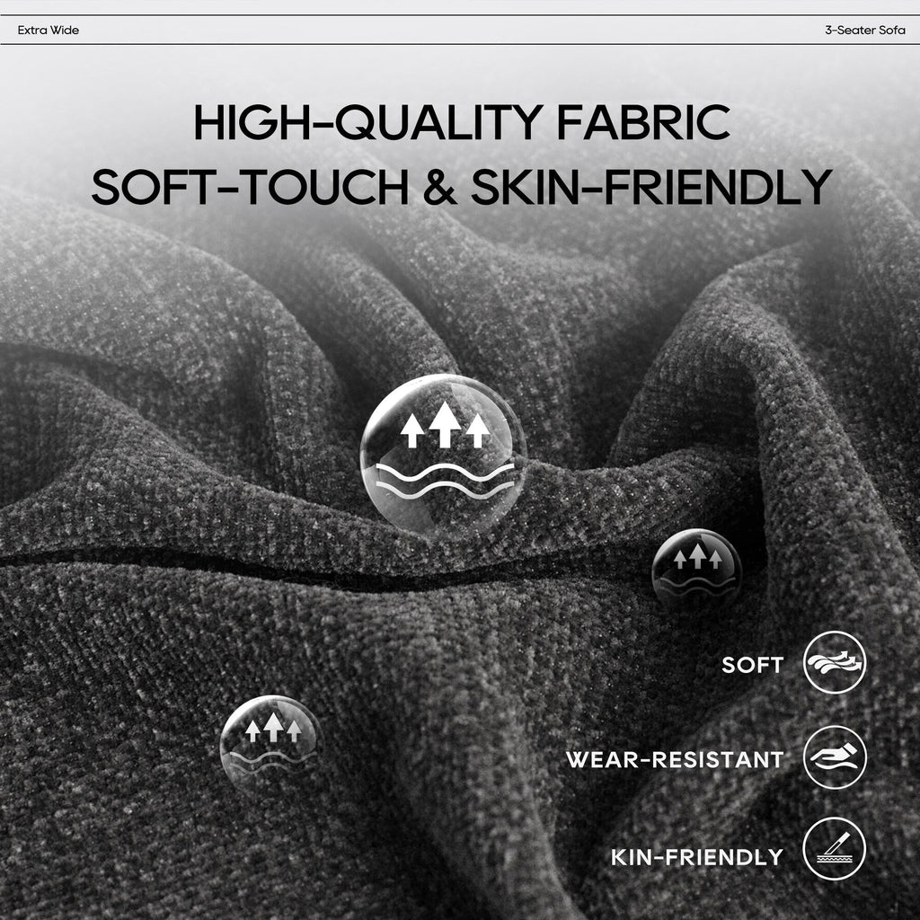 Canapé d'angle modulaire Cloud 144 avec pouf - Canapé de salon en tissu chenille moelleux