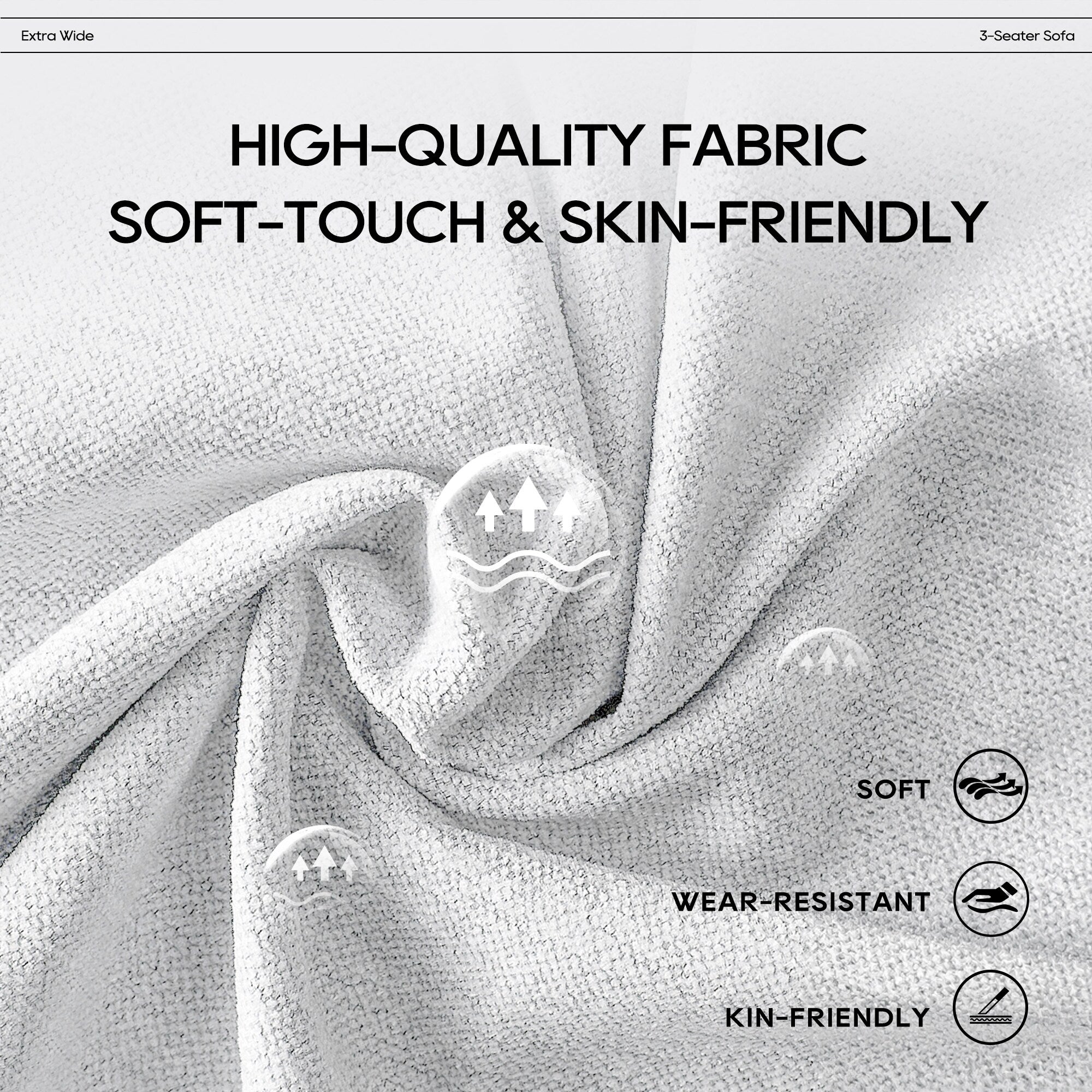 Canapé d'angle modulaire Cloud 144 avec pouf - Canapé de salon en tissu chenille moelleux