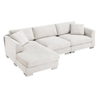 Canapé d'angle Cloud, ensemble de canapé de luxe en forme de L avec 2 coussins offerts, mobilier d'intérieur 4 places en chenille avec méridienne surdimensionnée