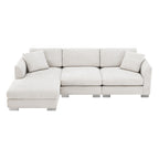 Canapé d'angle Cloud, ensemble de canapé de luxe en forme de L avec 2 coussins offerts, mobilier d'intérieur 4 places en chenille avec méridienne surdimensionnée
