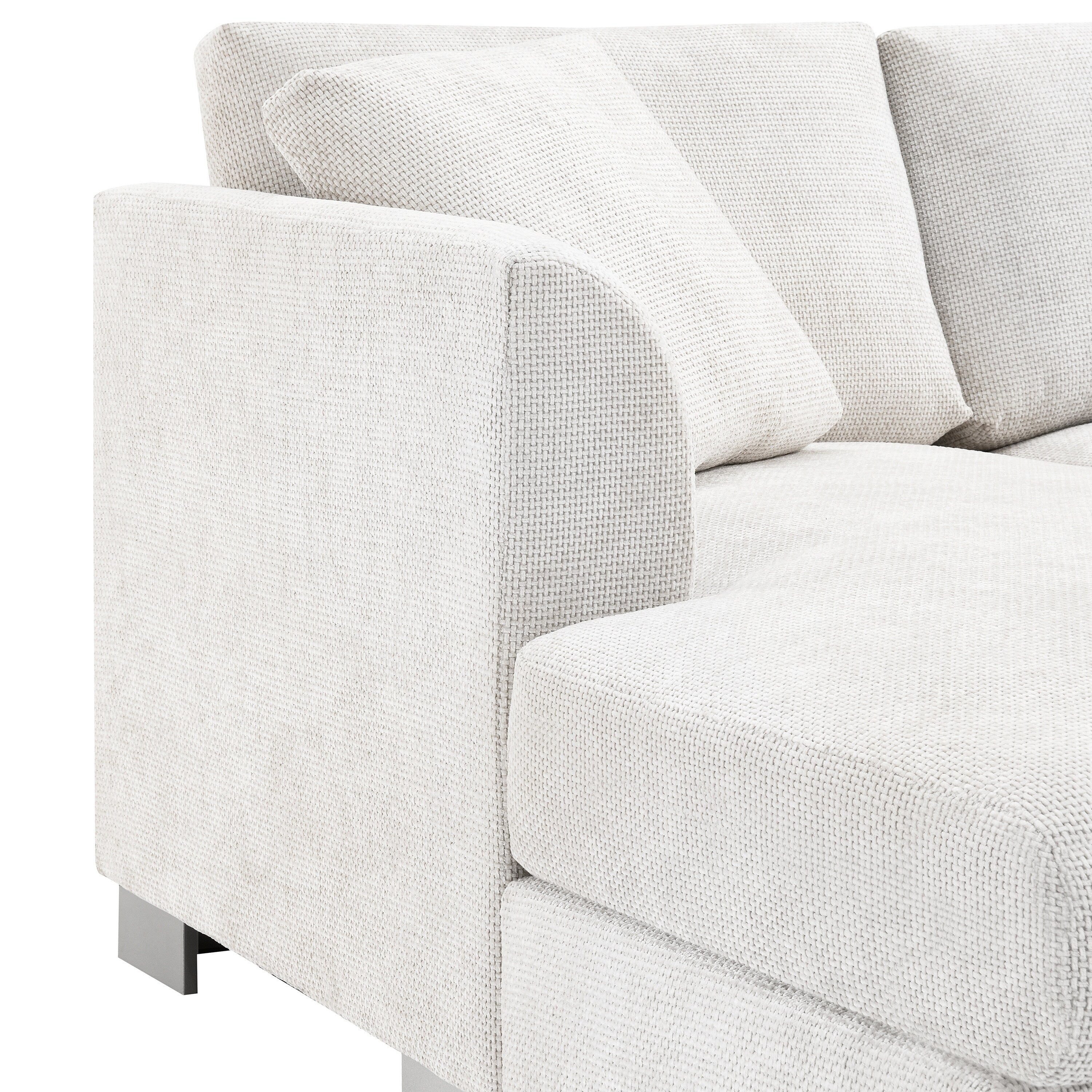 Canapé d'angle Cloud, ensemble de canapé de luxe en forme de L avec 2 coussins offerts, mobilier d'intérieur 4 places en chenille avec méridienne surdimensionnée