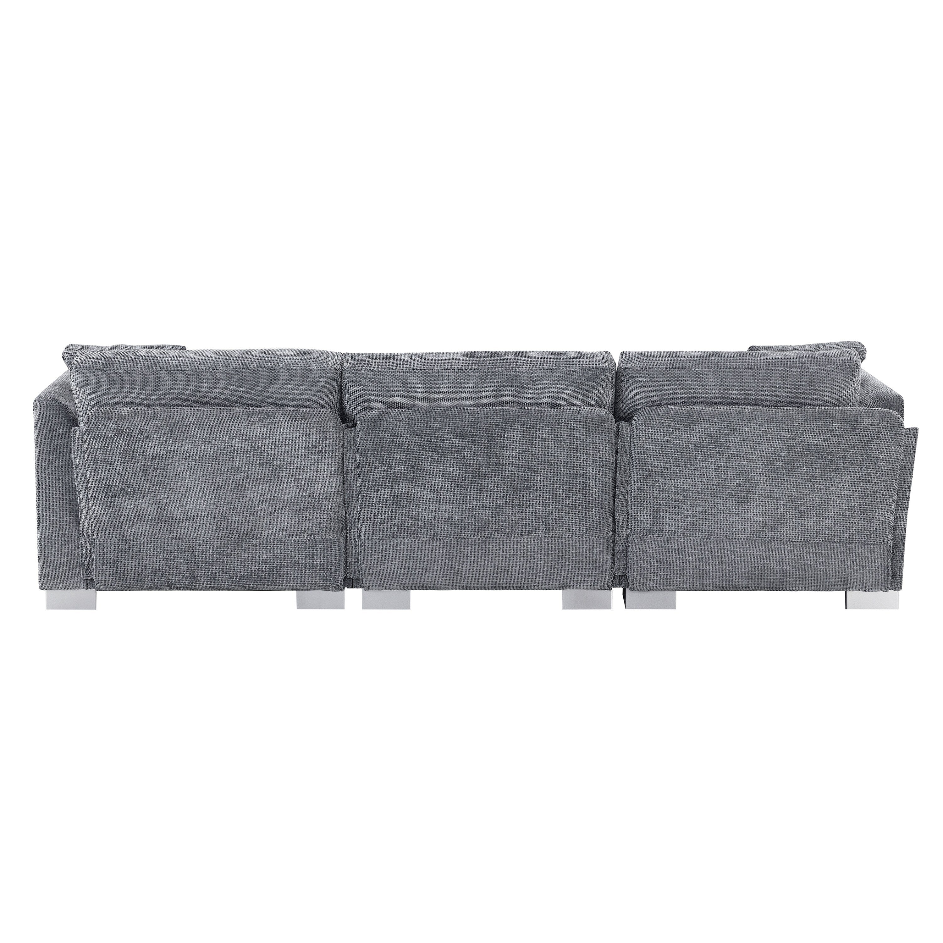 Canapé d'angle Cloud, ensemble de canapé de luxe en forme de L avec 2 coussins offerts, mobilier d'intérieur 4 places en chenille avec méridienne surdimensionnée