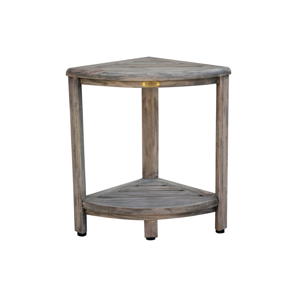 CoastalVogue, Étagère de douche d'angle en teck, Tabouret de douche pour se raser les jambes, Tabouret de douche pour les pieds, Tabouret de douche en teck, Tabouret de douche d'angle