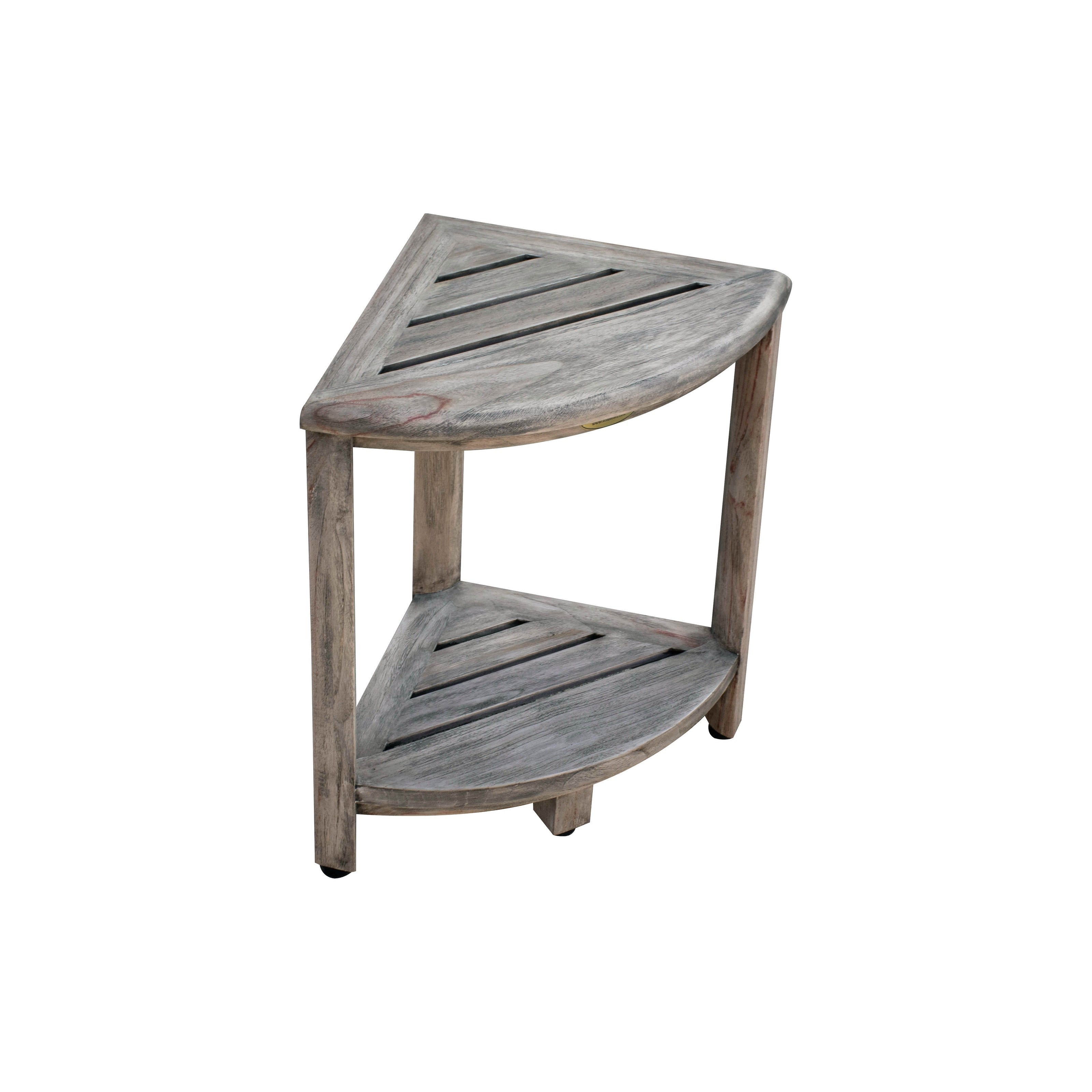CoastalVogue, Étagère de douche d'angle en teck, Tabouret de douche pour se raser les jambes, Tabouret de douche pour les pieds, Tabouret de douche en teck, Tabouret de douche d'angle
