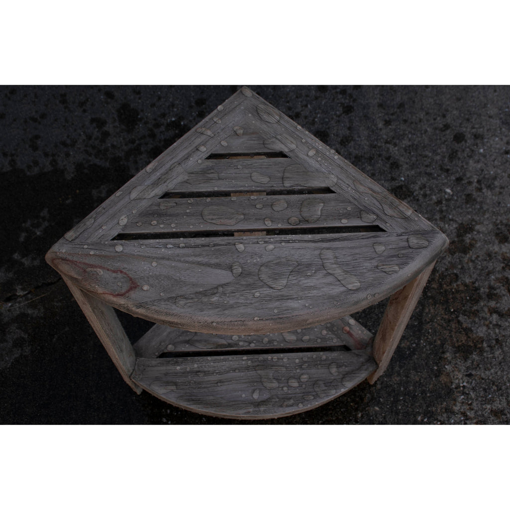 CoastalVogue, Étagère de douche d'angle en teck, Tabouret de douche pour se raser les jambes, Tabouret de douche pour les pieds, Tabouret de douche en teck, Tabouret de douche d'angle