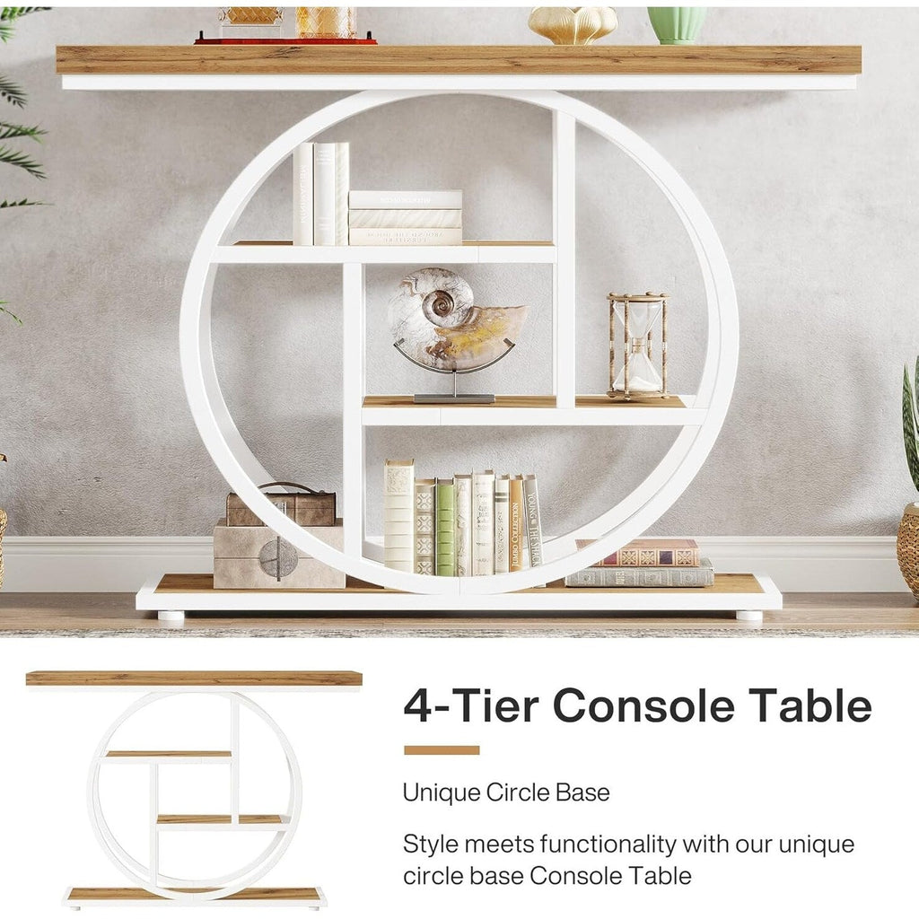 Table de console pour entrée, table d'appoint industrielle à 4 niveaux pour derrière le canapé