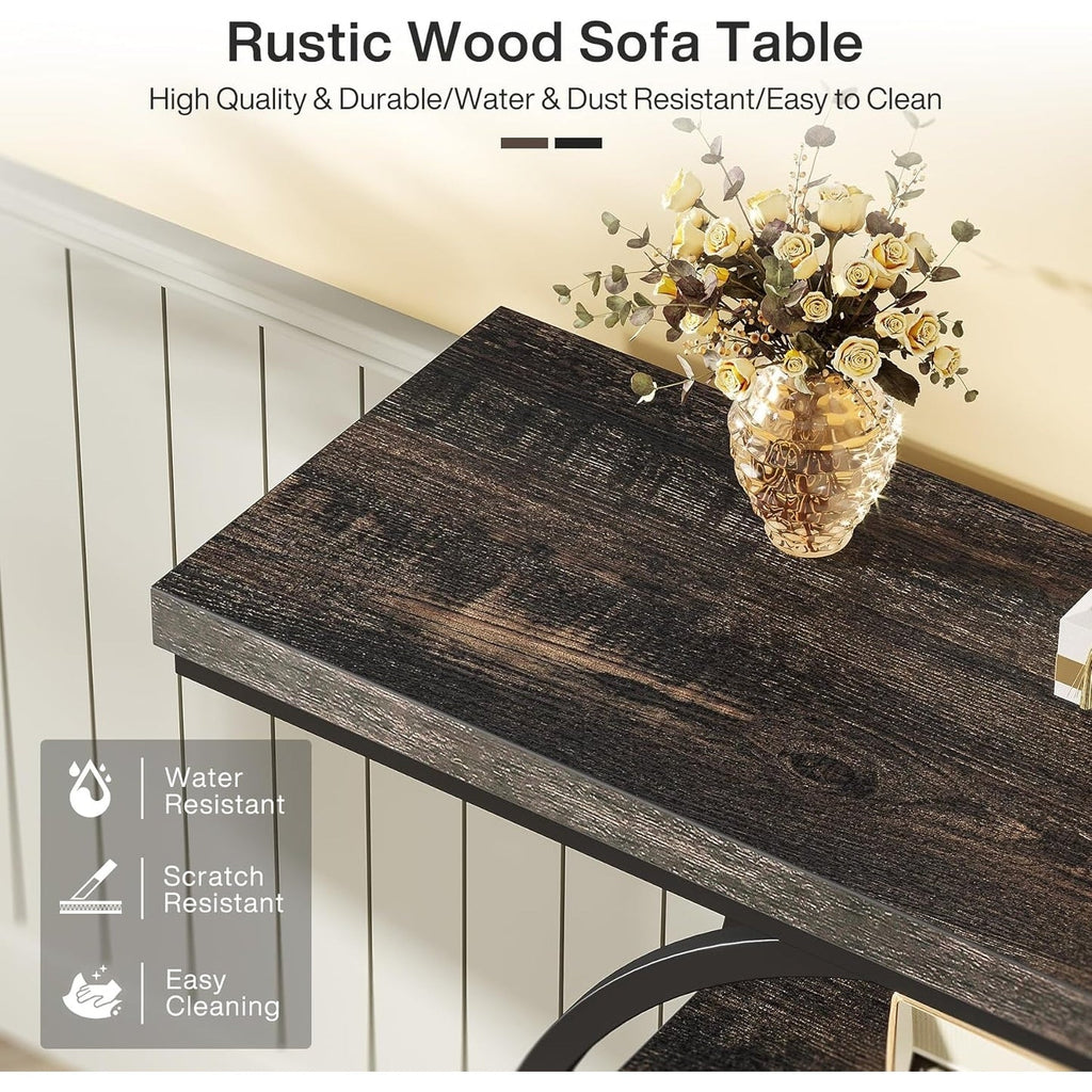 Table de console pour entrée, table d'appoint industrielle à 4 niveaux pour derrière le canapé