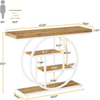 Table de console pour entrée, table d'appoint industrielle à 4 niveaux pour derrière le canapé