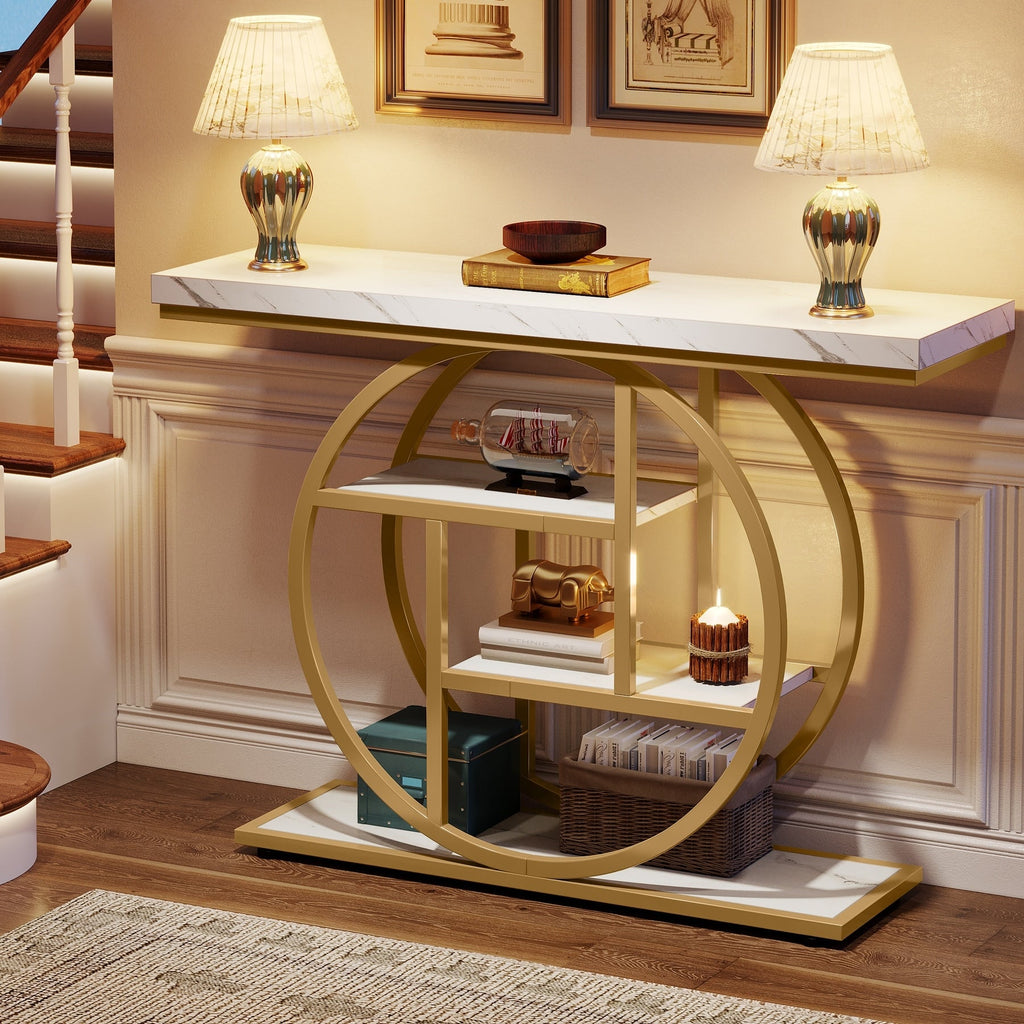 Table de console pour entrée, table d'appoint industrielle à 4 niveaux pour derrière le canapé