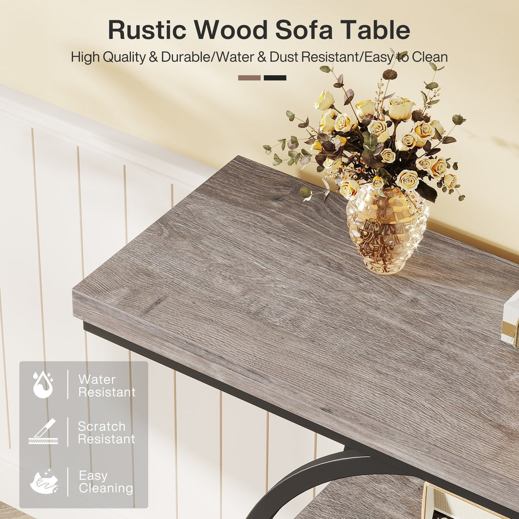 Table de console pour entrée, table d'appoint industrielle à 4 niveaux pour derrière le canapé