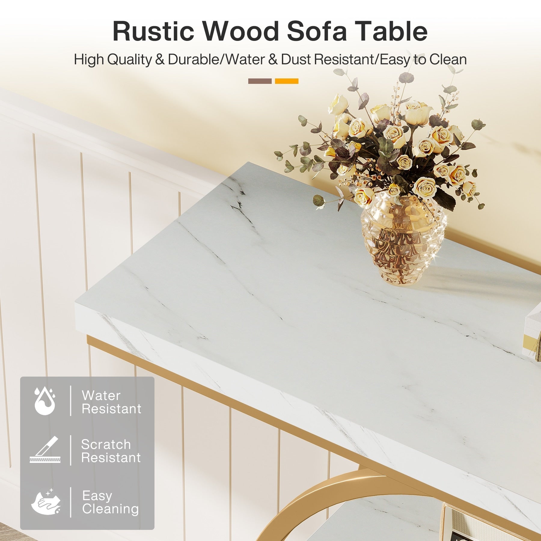 Table de console pour entrée, table d'appoint industrielle à 4 niveaux pour derrière le canapé