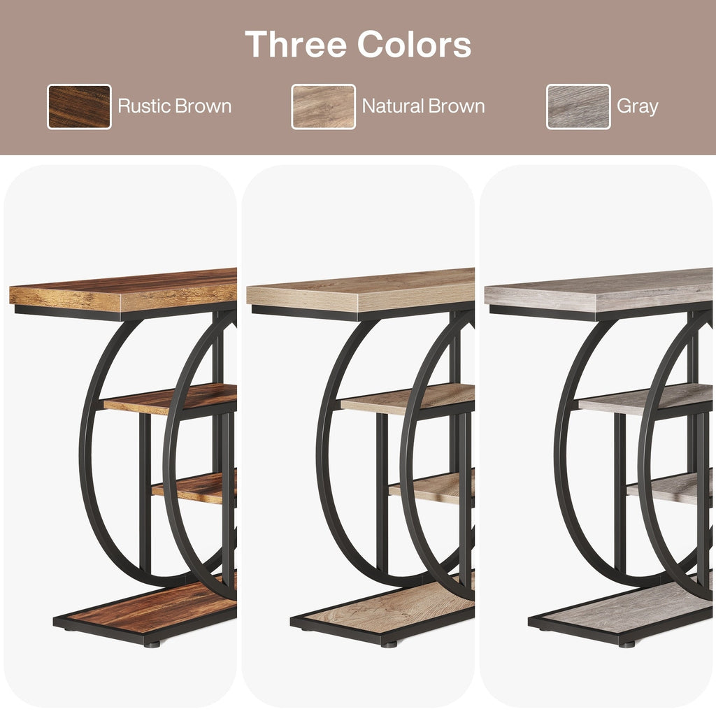 Table de console pour entrée, table d'appoint industrielle à 4 niveaux pour derrière le canapé