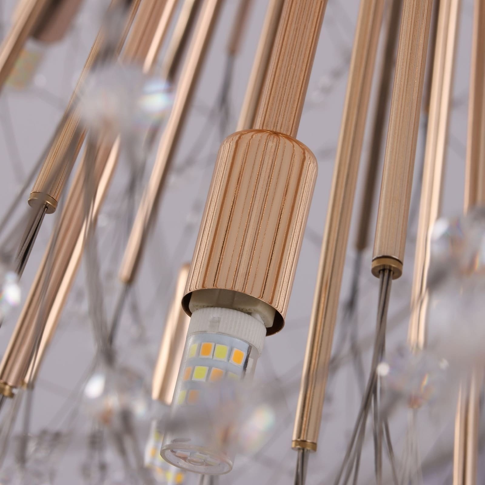 Suspension contemporaine en forme de pissenlit, lustre à cristaux en forme de feu d'artifice, style sputnik, avec 16/20/24 lumières.