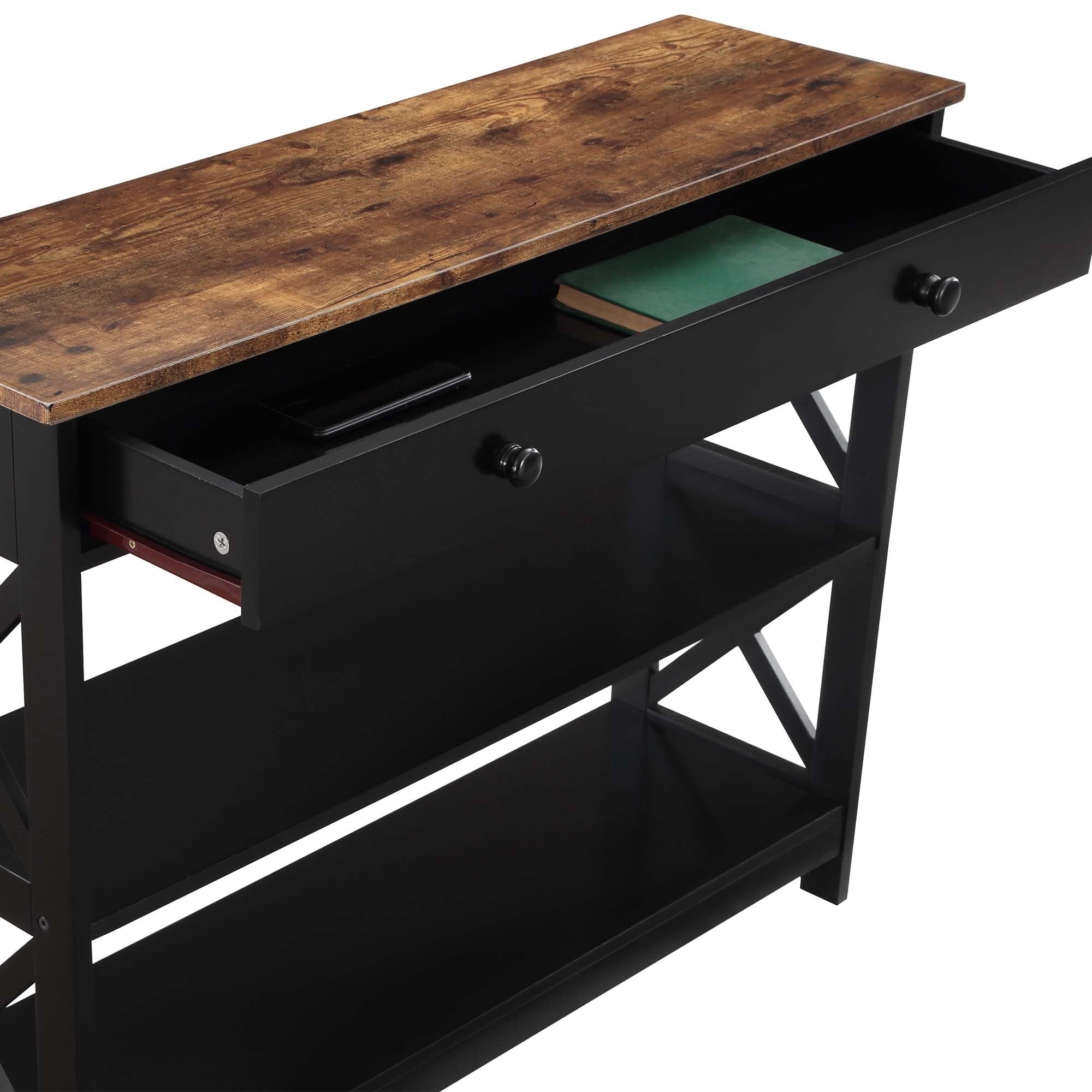 Table console Oxford à 1 tiroir avec étagères de Convenience Concepts