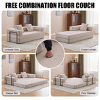 Canapé-lit convertible avec dossier à coussins en tissu chenille pour salon et chambre