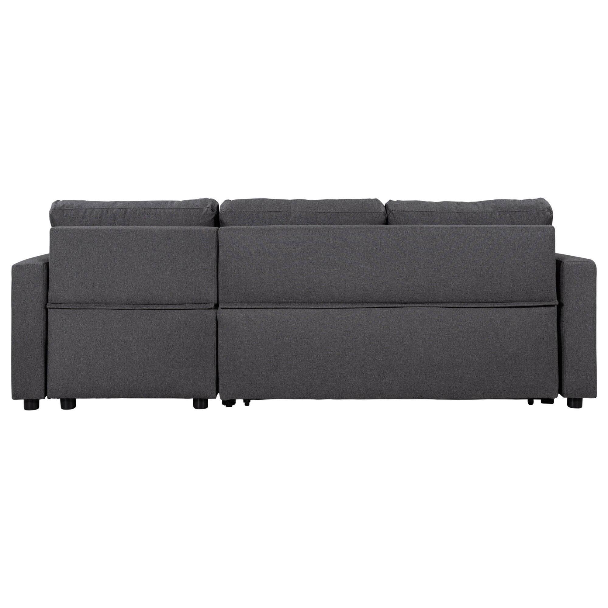 Canapé d'angle convertible en L avec lit gigogne et espace de rangement, 2 coussins décoratifs