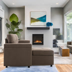 Canapé d'angle convertible et réversible avec lit escamotable, chaise longue avec rangement intégré et pieds robustes.