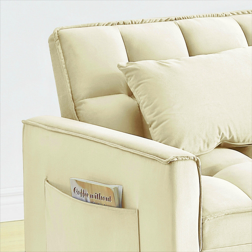 Canapé-lit convertible avec dossier réglable et roulettes