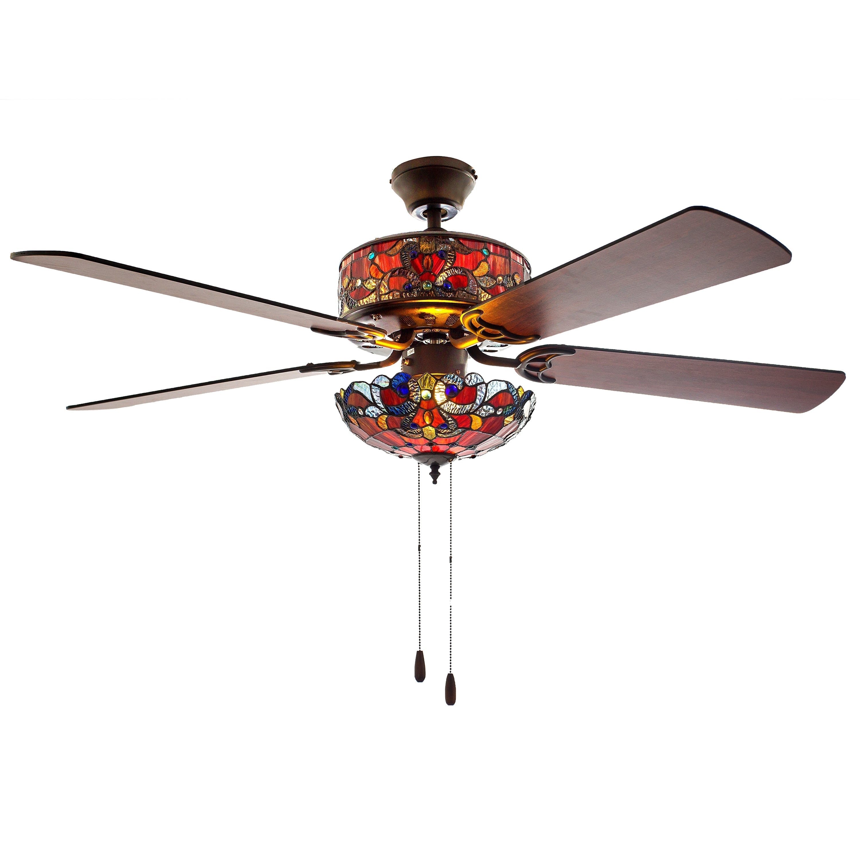 Ventilateur de plafond Copper Grove Guasipati Magna Carta de 52 pouces, style Tiffany - 52L x 52W x 16.5