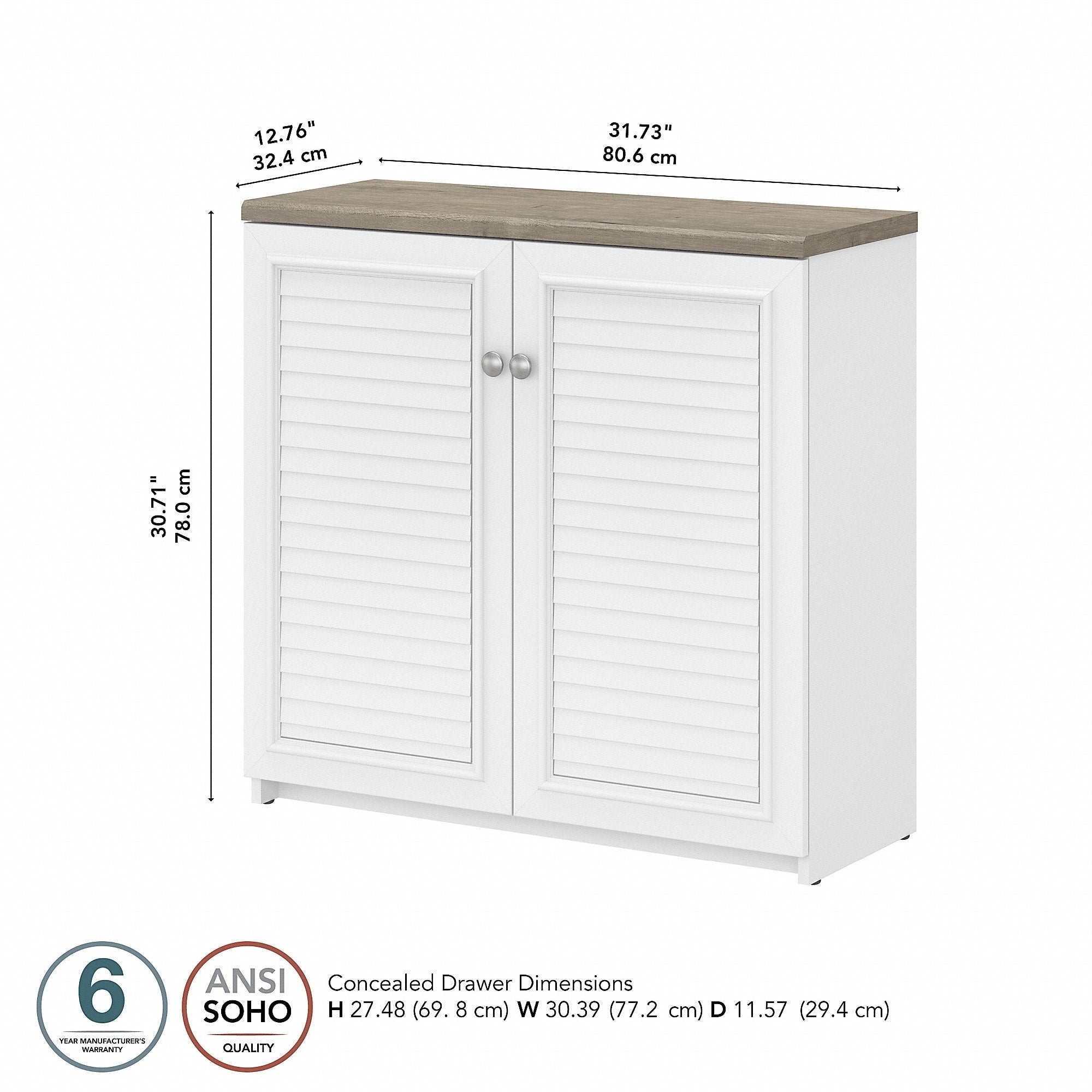 Armoire de rangement Fairview avec portes et étagères de Bush Furniture - 80,6 cm L x 32,4 cm l x 78,1 cm H