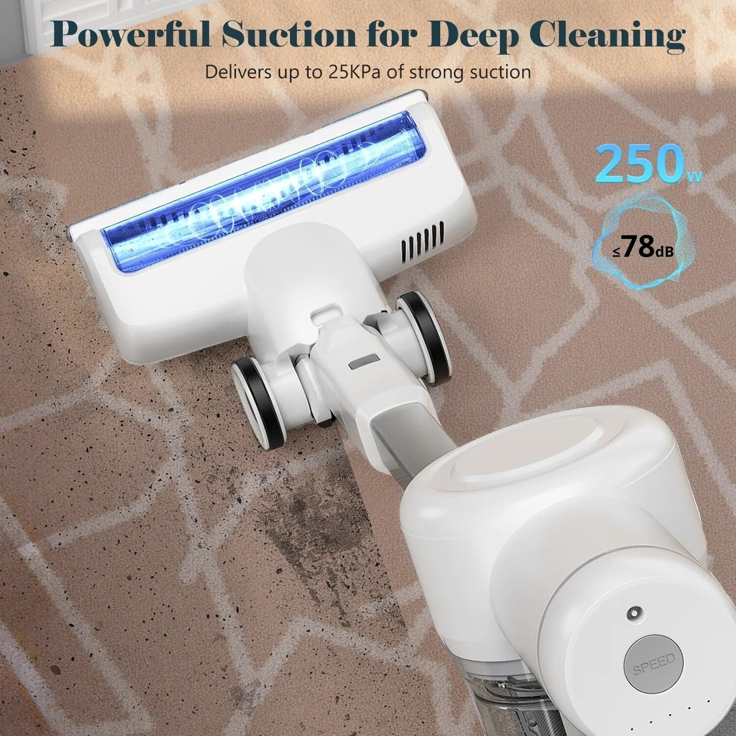 Aspirateur sans fil 3-en-1, léger pour tapis, sols durs, poils d'animaux et nettoyage de la maison.