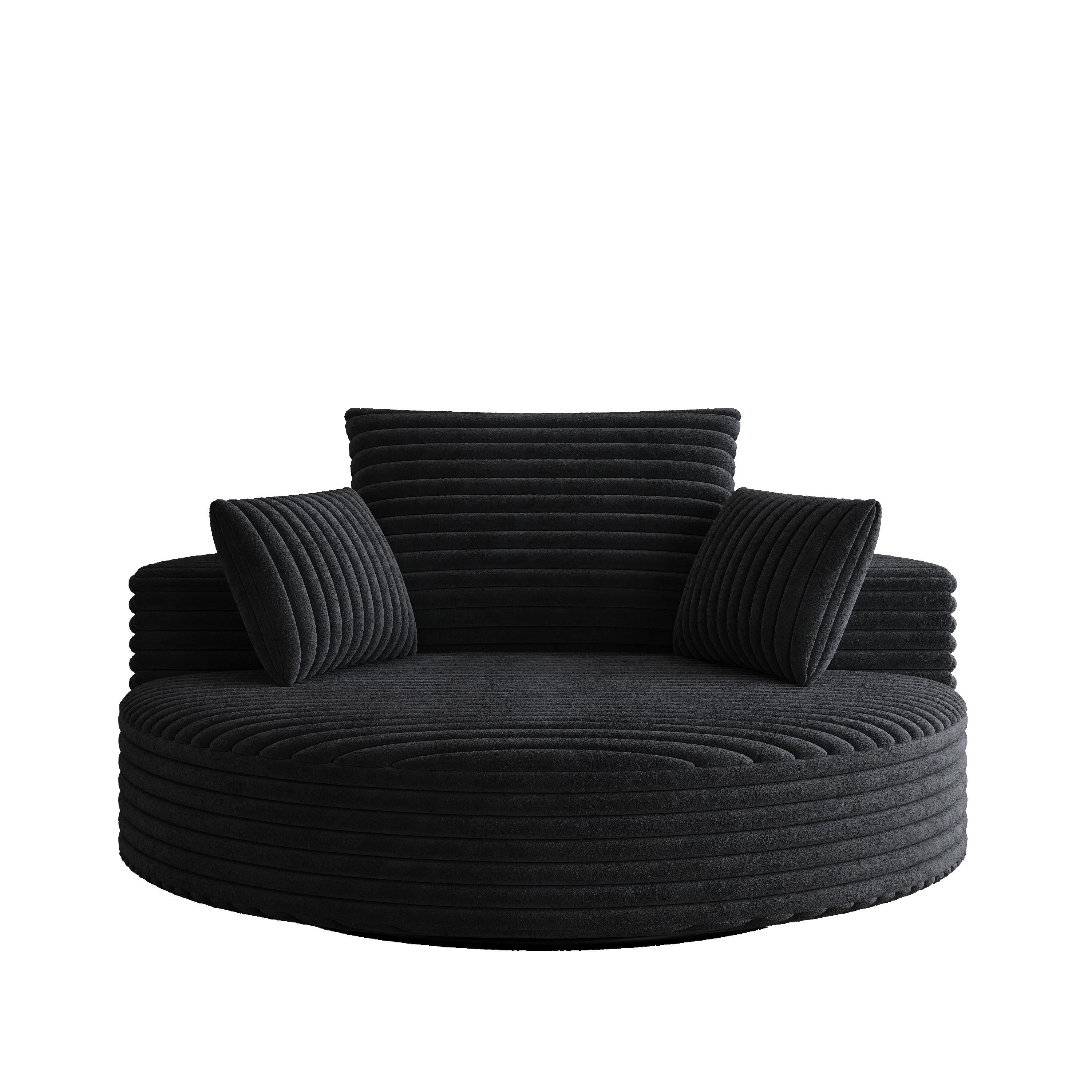 Fauteuil pivotant simple en velours côtelé et mousse chenille