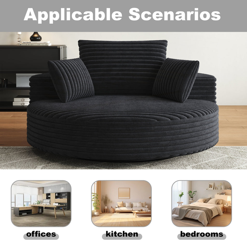 Fauteuil pivotant simple en velours côtelé et mousse chenille