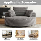 Fauteuil pivotant simple en velours côtelé et mousse chenille