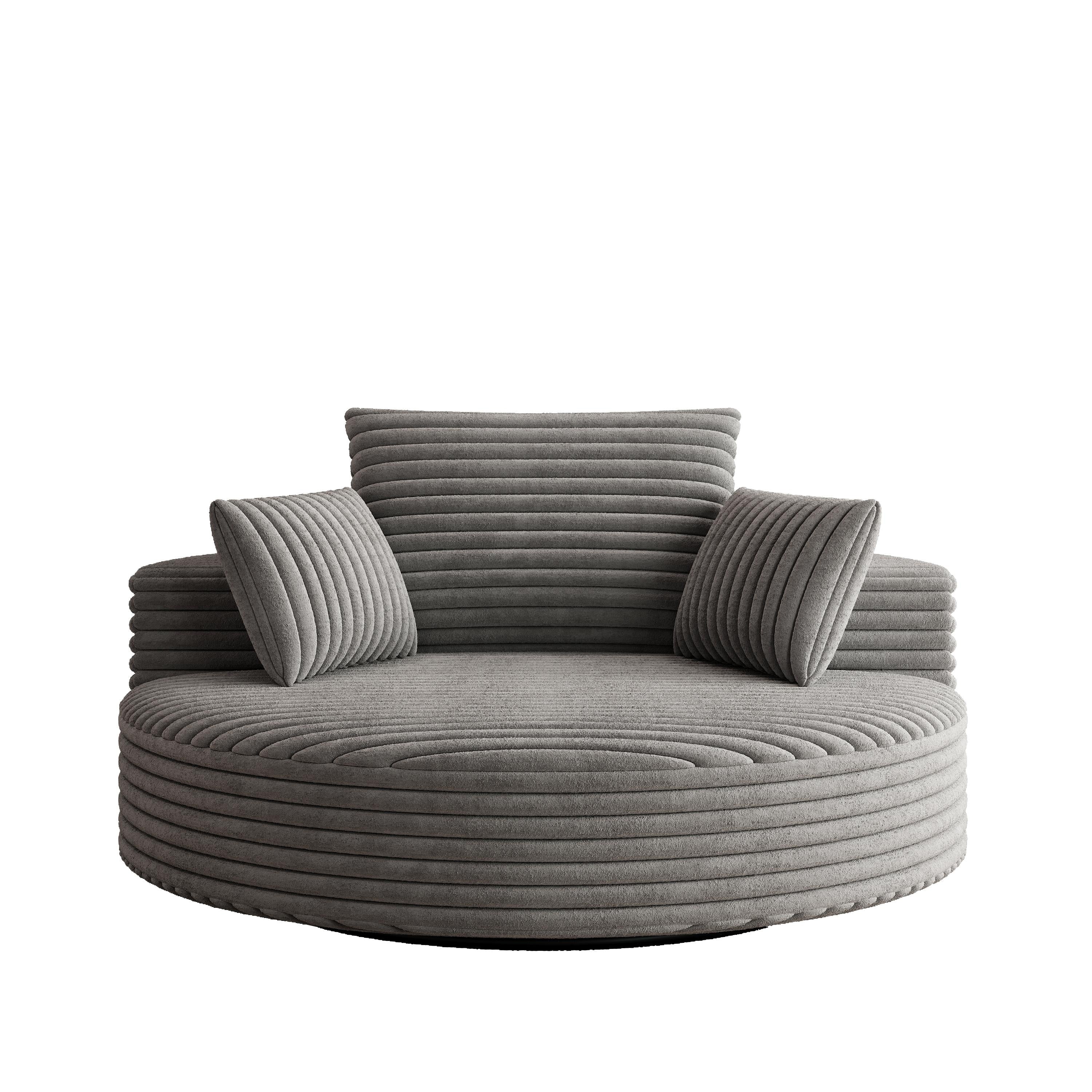 Fauteuil pivotant simple en velours côtelé et mousse chenille