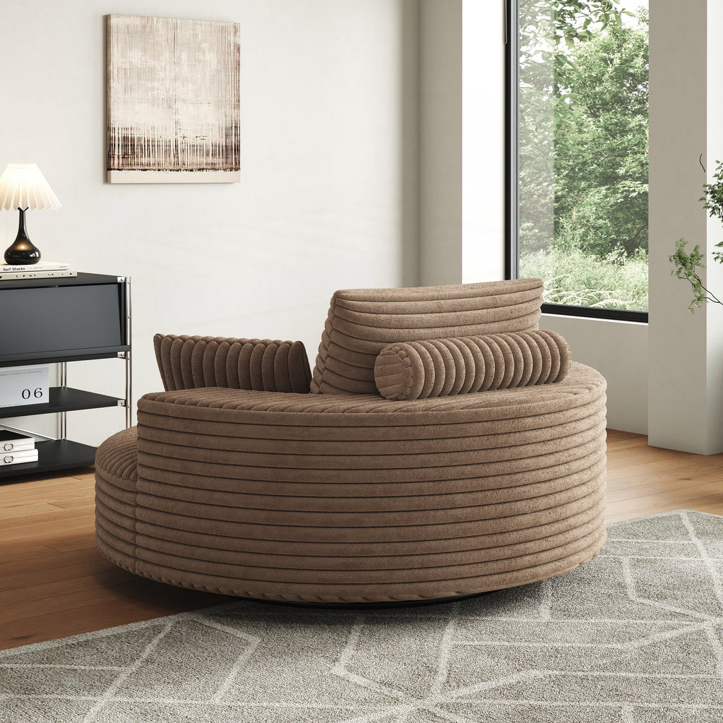 Fauteuil pivotant simple en velours côtelé et mousse chenille