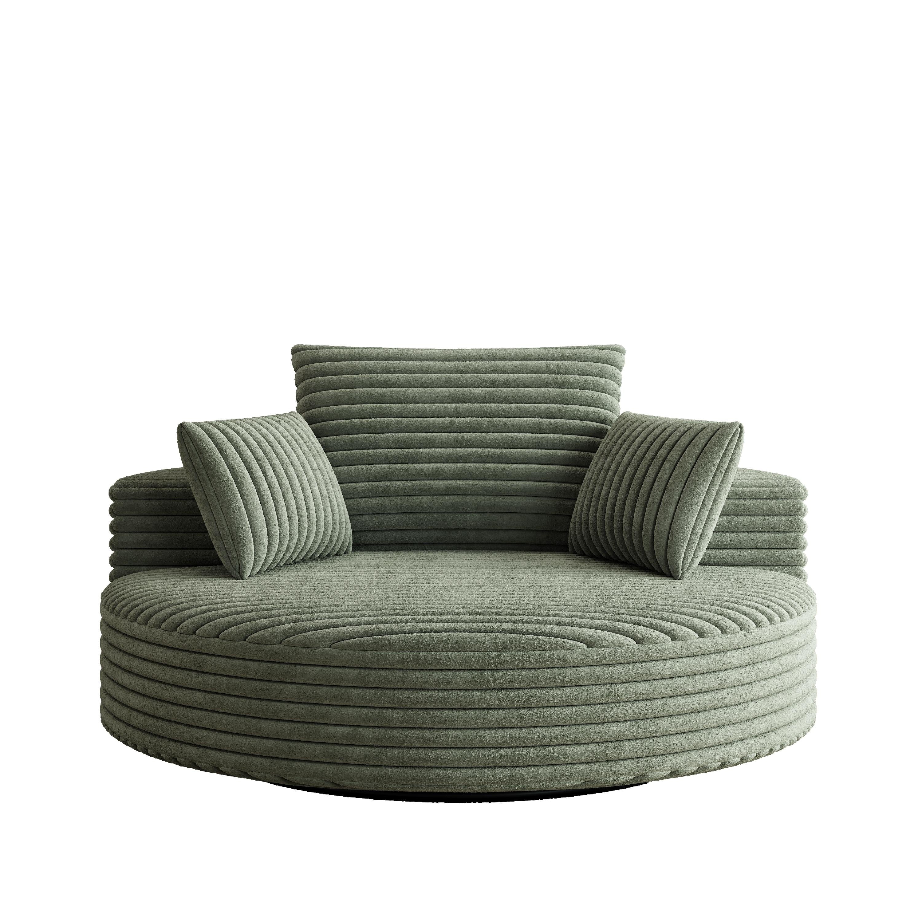 Fauteuil pivotant simple en velours côtelé et mousse chenille