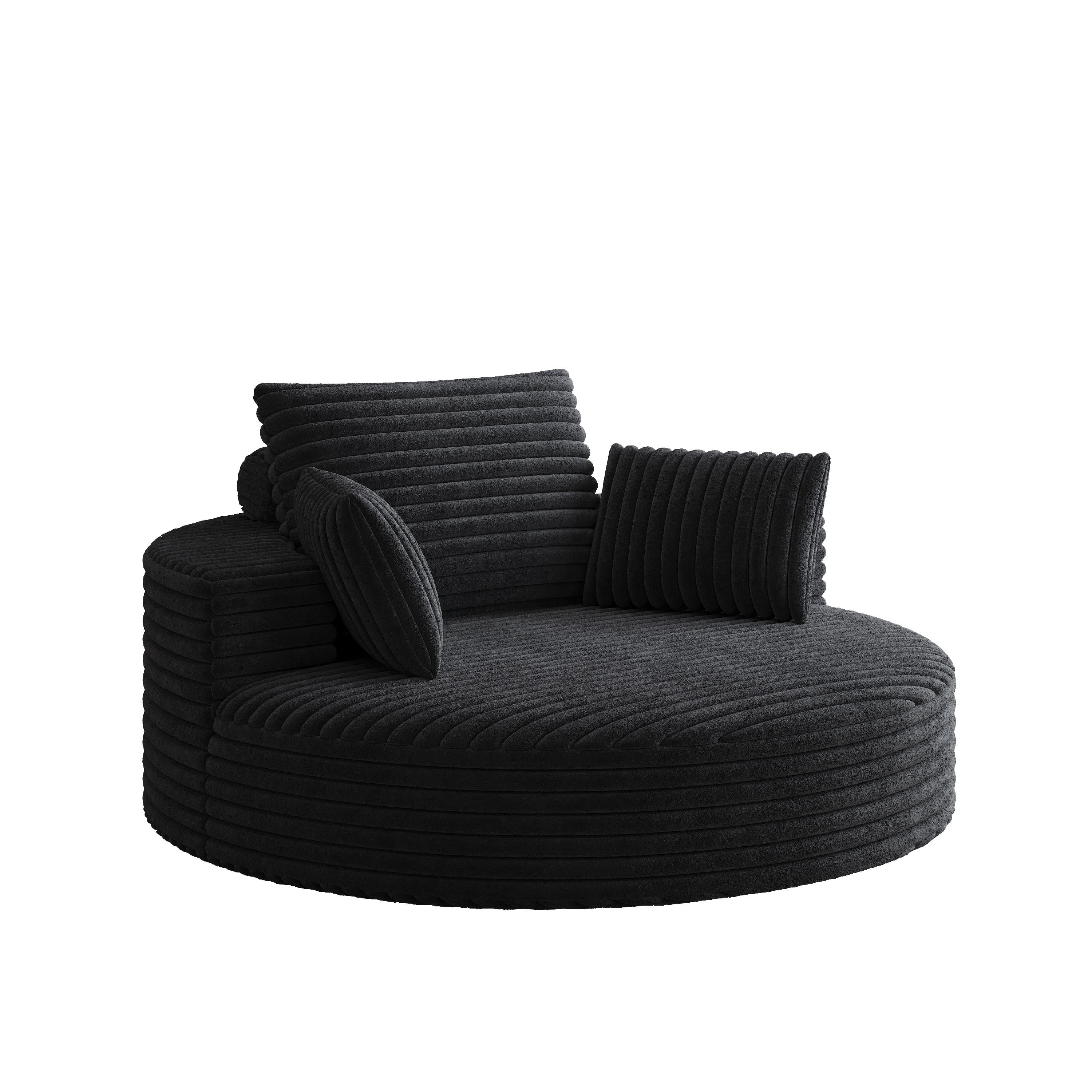 Fauteuil pivotant simple en velours côtelé et mousse chenille