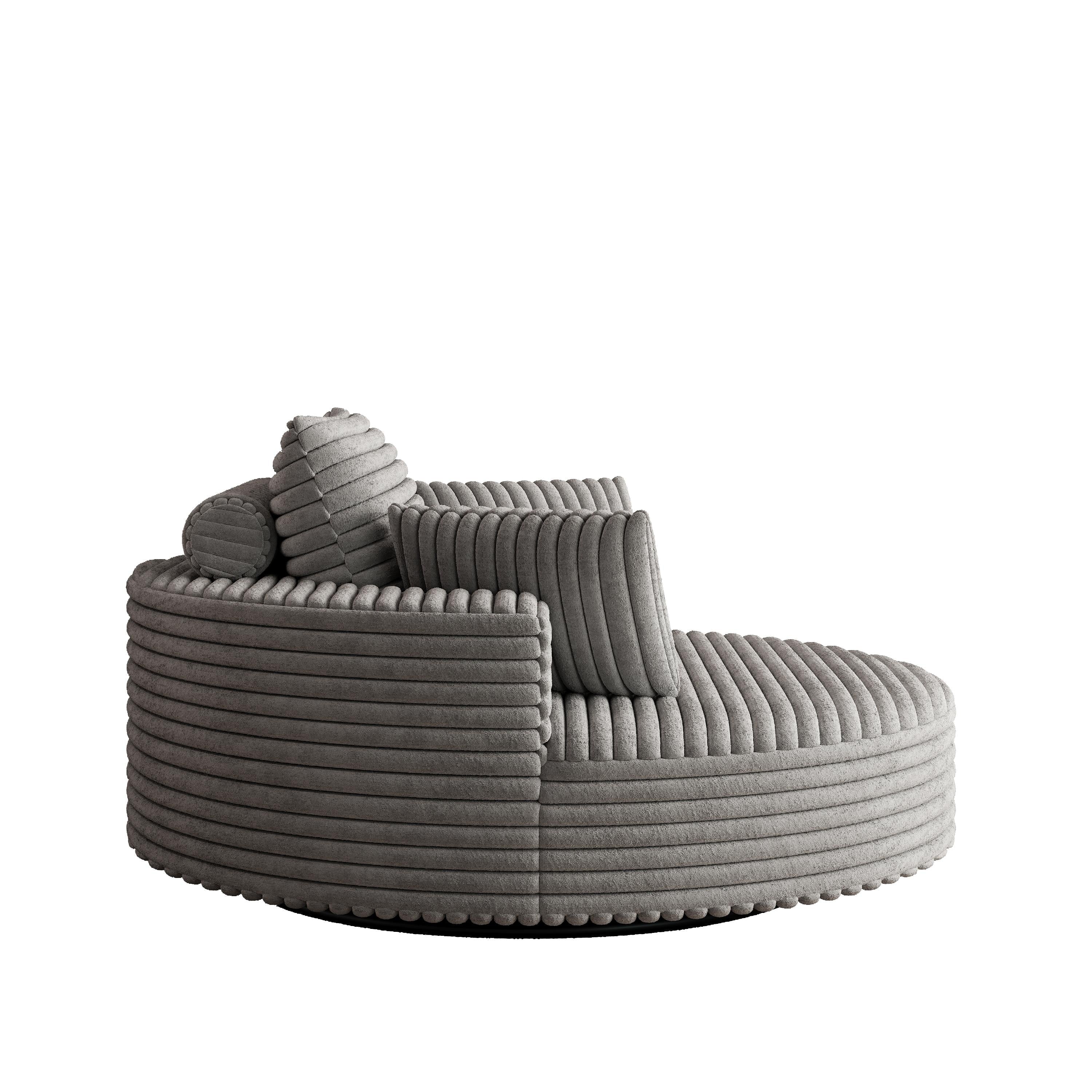 Fauteuil pivotant simple en velours côtelé et mousse chenille
