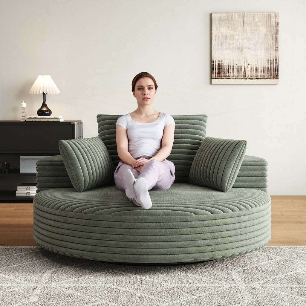 Fauteuil pivotant simple en velours côtelé et mousse chenille
