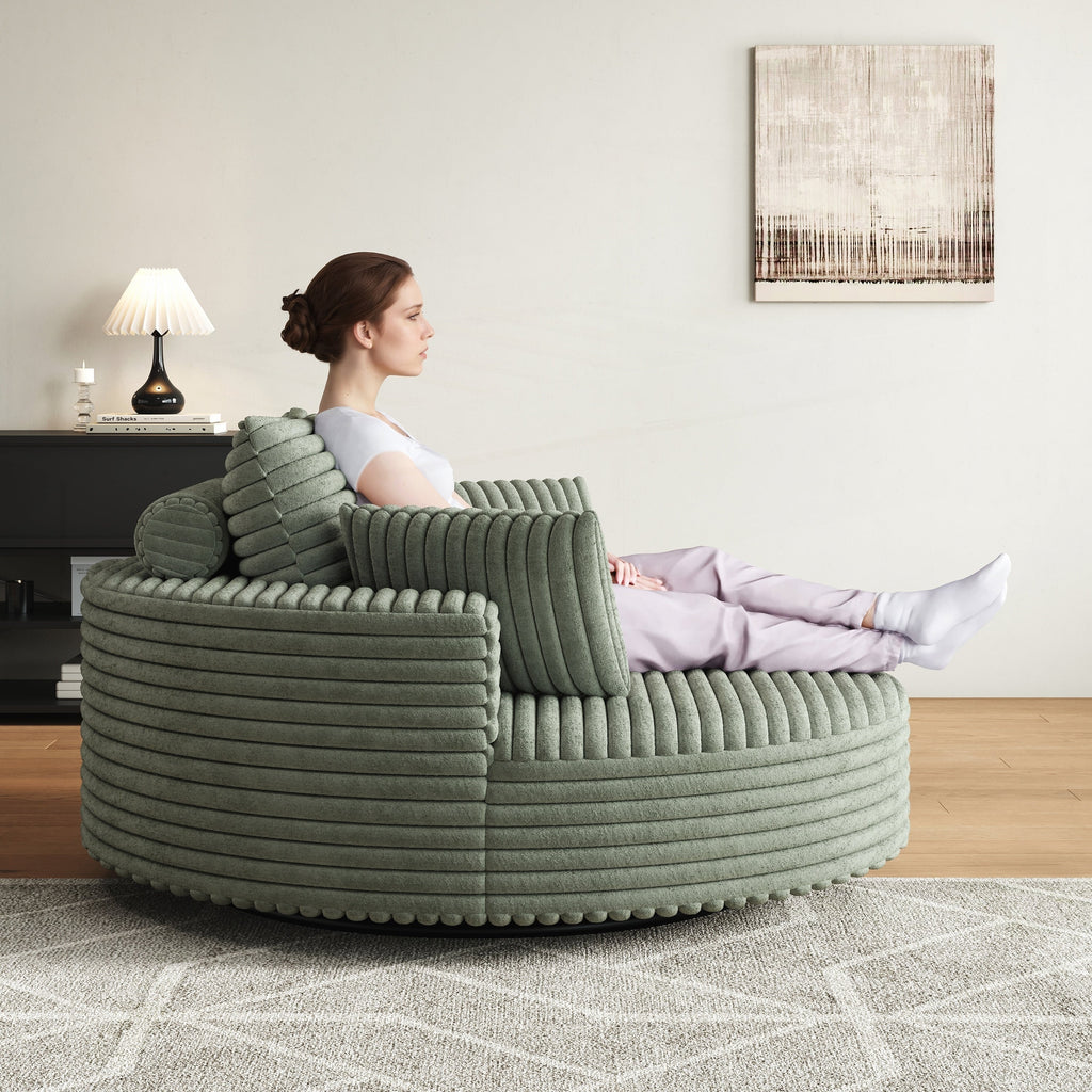 Fauteuil pivotant simple en velours côtelé et mousse chenille